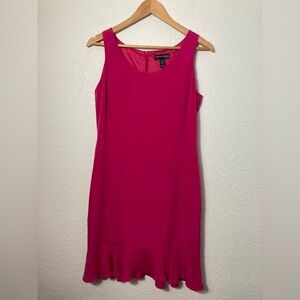 Valerie dresses pure silk hot pink sleeveless shift dress size 6 ruffle hem